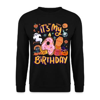 It's my 4 birthday pastry donut halloween 4. - Unisex Sweatshirt - black - Front - Alina (178cm) & Michal (187cm)