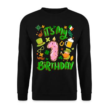 Es Ist Mein 1 Geburtstag Urlaub Donut St. - Unisex Pullover - Schwarz - Vorne - Alina (178cm) & Michal (187cm)
