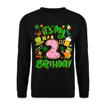 Es Ist Mein 2 Geburtstag Urlaub Donut St. - Unisex Pullover - Schwarz - Vorne - Alina (178cm) & Michal (187cm)
