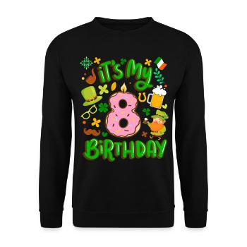 Es Ist Mein 8 Geburtstag Urlaub Donut St. - Unisex Pullover - Schwarz - Vorne - Alina (178cm) & Michal (187cm)