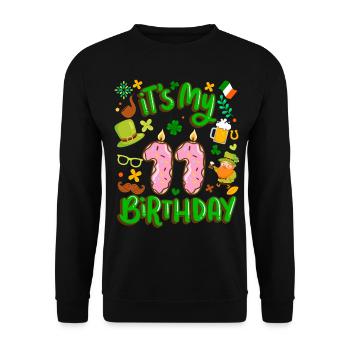 Es Ist Mein 11 Geburtstag Feiertag Donut St. - Unisex Pullover - Schwarz - Vorne - Alina (178cm) & Michal (187cm)