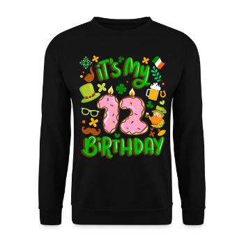 Es Ist Mein 12 Geburtstag Urlaub Donut St. - Unisex Pullover - Schwarz - Vorne - Alina (178cm) & Michal (187cm)