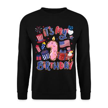 It's my 1 birthday Eagle July 4th - Unisex Sweatshirt - black - Front - Alina (178cm) & Michal (187cm)