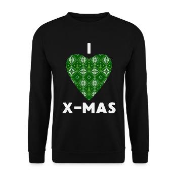 I Love X-Mas Weihnachten Gestricktes Herz - Unisex Pullover - Schwarz - Vorne - Alina (178cm) & Michal (187cm)