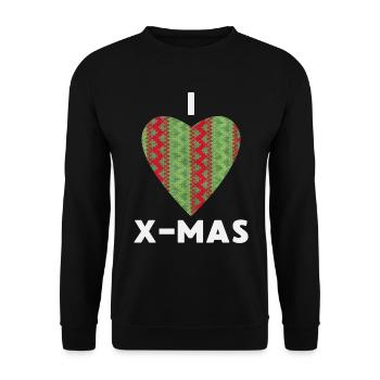 I Love X-Mas Weihnachten Gestricktes Herz - Unisex Pullover - Schwarz - Vorne - Alina (178cm) & Michal (187cm)