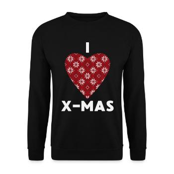I Love X-Mas Weihnachten Gestricktes Herz - Unisex Pullover - Schwarz - Vorne - Alina (178cm) & Michal (187cm)