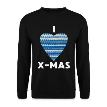I Love X-Mas Weihnachten Gestricktes Herz - Unisex Pullover - Schwarz - Vorne - Alina (178cm) & Michal (187cm)