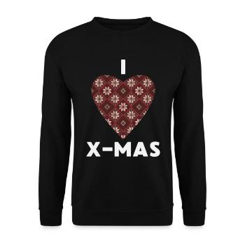 I Love X-Mas Weihnachten Gestricktes Herz - Unisex Pullover - Schwarz - Vorne - Alina (178cm) & Michal (187cm)