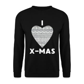 I Love X-Mas Weihnachten Gestricktes Herz - Unisex Pullover - Schwarz - Vorne - Alina (178cm) & Michal (187cm)