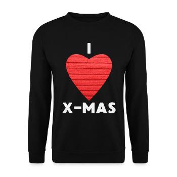 I Love X-Mas Weihnachten Gestricktes Herz - Unisex Pullover - Schwarz - Vorne - Alina (178cm) & Michal (187cm)