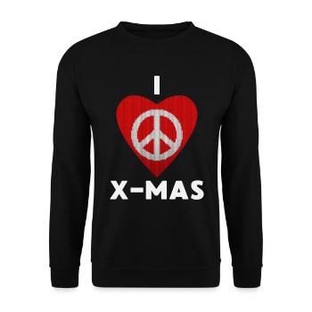 I Love X-Mas Weihnachten Gestricktes Herz - Unisex Pullover - Schwarz - Vorne - Alina (178cm) & Michal (187cm)