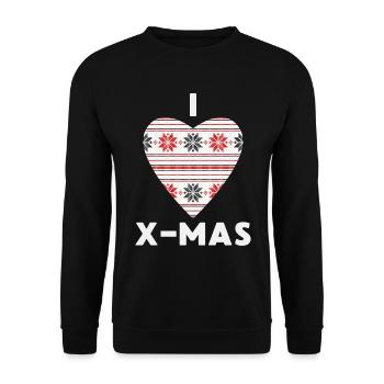 J’adore Noël Noël Cœur tricoté - Sweat-shirt Unisexe - noir - Devant - Alina (178cm) & Michal (187cm)