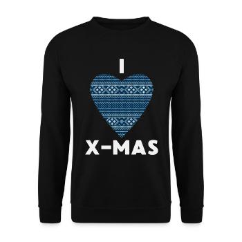 I Love X-Mas Weihnachten Gestricktes Herz - Unisex Pullover - Schwarz - Vorne - Alina (178cm) & Michal (187cm)