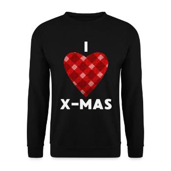 I Love X-Mas Weihnachten Gestricktes Herz - Unisex Pullover - Schwarz - Vorne - Alina (178cm) & Michal (187cm)