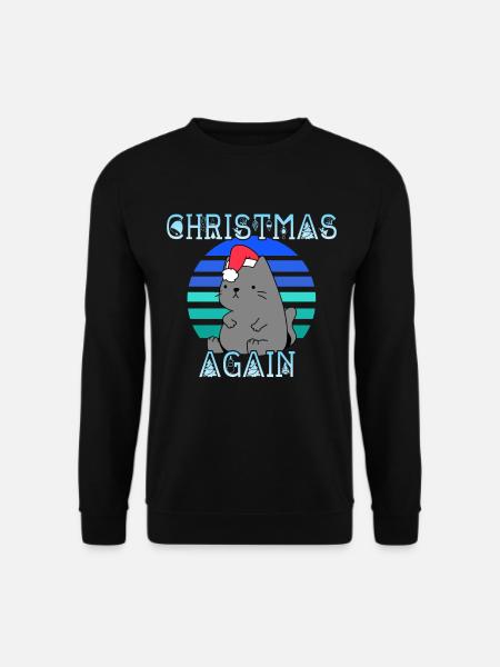 Christmas Again Weihnachten Katze - Unisex Pullover - Schwarz