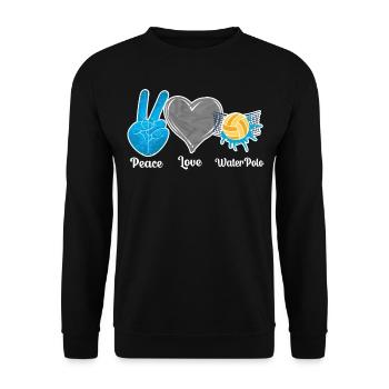 Water Polo Girl Peace Love Water - Unisex Sweatshirt - black - Front - Alina (178cm) & Michal (187cm)