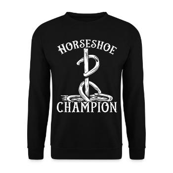 Horseshoe Pitching Game Champion Tosser - Unisex Pullover - Schwarz - Vorne - Alina (178cm) & Michal (187cm)