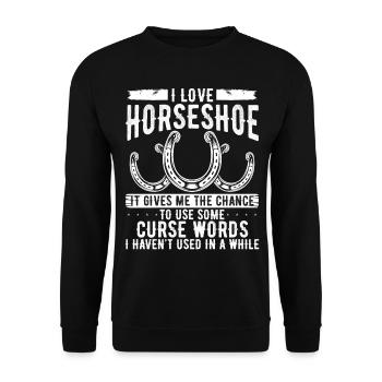 Horseshoe Pitching Game Funny Humor Tosser - Unisex Pullover - Schwarz - Vorne - Alina (178cm) & Michal (187cm)