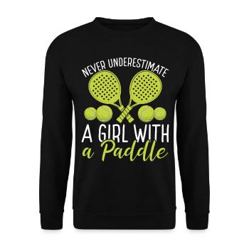 Joueur de paddle-tennis Ne sous-estimez jamais la fille - Sweat-shirt Unisexe - noir - Devant - Alina (178cm) & Michal (187cm)