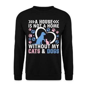 Amoureux des chiens - Une maison n’est pas une maison sans mes chats - Sweat-shirt Unisexe - noir - Devant - Alina (178cm) & Michal (187cm)