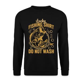 Lucky Fishing Shirt Do Not Wash - Fisherman Funny - Unisex Sweatshirt - black - Front - Alina (178cm) & Michal (187cm)