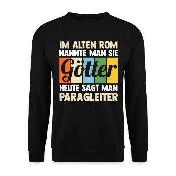 Fallschirmspringer Fallschirmspringen Paragliding - Unisex Pullover - Schwarz - Vorne - Alina (178cm) & Michal (187cm)