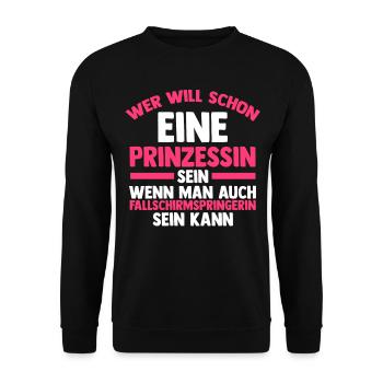 Fallschirmspringer Prinzessin Fallschirmspringen - Unisex Pullover - Schwarz - Vorne - Alina (178cm) & Michal (187cm)