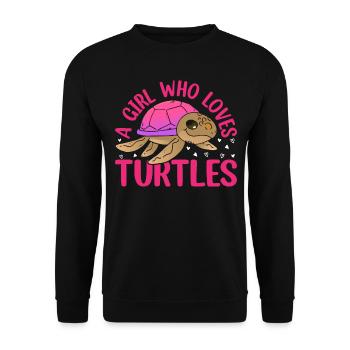 Sea Turtle Lover Girls Cute Turtles - A Girl Who L - Unisex Sweatshirt - black - Front - Alina (178cm) & Michal (187cm)