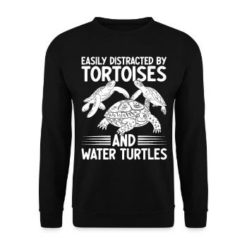 Amoureux des tortues - facilement distrait par les tortues et - Sweat-shirt Unisexe - noir - Devant - Alina (178cm) & Michal (187cm)