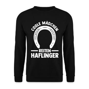 Pferd Reitsport Reiten Pferdesport Haflinger - Unisex Pullover - Schwarz - Vorne - Alina (178cm) & Michal (187cm)