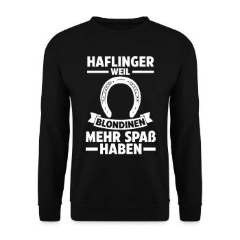 Pferd Reitsport Reiten Pferdesport Haflinger - Unisex Pullover - Schwarz - Vorne - Alina (178cm) & Michal (187cm)