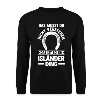 Pferd Reitsport Reiten Pferdesport Isländer - Unisex Pullover - Schwarz - Vorne - Alina (178cm) & Michal (187cm)