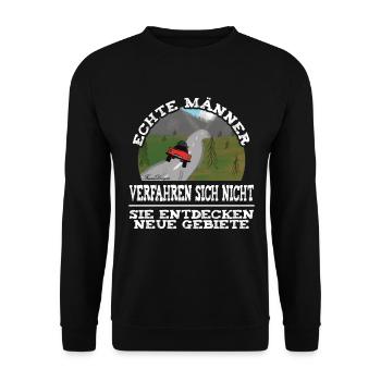 Lustiger Spruch für echte Männer Autofahrer - Unisex Pullover - Schwarz - Vorne - Alina (178cm) & Michal (187cm)
