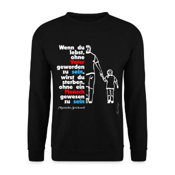 Papa ist der Beste Mann, russisches Sprichwort - Unisex Pullover - Schwarz - Vorne - Alina (178cm) & Michal (187cm)
