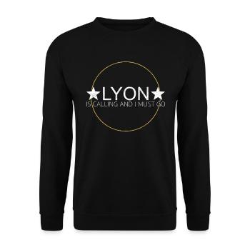 Lyon Spruch - Unisex Pullover - Schwarz - Vorne - Alina (178cm) & Michal (187cm)