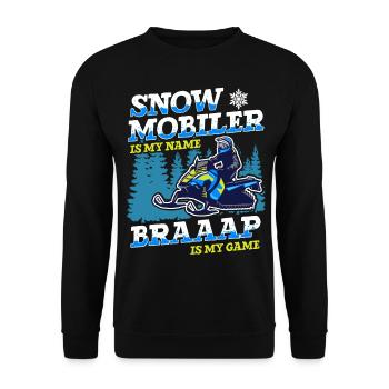 Snowmobile Braaaap est mon jeu Motoneiges - Sweat-shirt Unisexe - noir - Devant - Alina (178cm) & Michal (187cm)