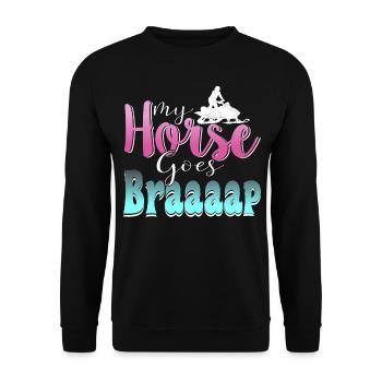Mon cheval passe aux motoneiges Braaaap - Sweat-shirt Unisexe - noir - Devant - Alina (178cm) & Michal (187cm)