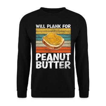 Will Plank For Peanut Butter Lustiges Sprichwort - Unisex Pullover - Schwarz - Vorne - Alina (178cm) & Michal (187cm)