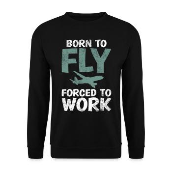 Né pour voler, forcé d’utiliser un dicton amusant - Sweat-shirt Unisexe - noir - Devant - Alina (178cm) & Michal (187cm)