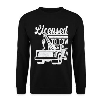 Abschleppwagen Abschleppdienst - Unisex Pullover - Schwarz - Vorne - Alina (178cm) & Michal (187cm)