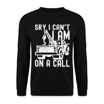 Abschleppwagen Abschleppdienst - Unisex Pullover - Schwarz - Vorne - Alina (178cm) & Michal (187cm)
