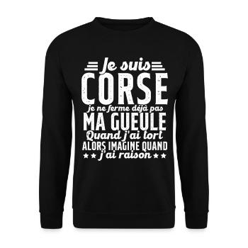 Corse je ne ferme pas ma gueule cadeau humour - Sweat-shirt Unisexe - noir - Devant - Alina (178cm) & Michal (187cm)