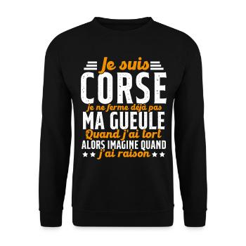 Corse je ne ferme pas ma gueule cadeau humour - Sweat-shirt Unisexe - noir - Devant - Alina (178cm) & Michal (187cm)