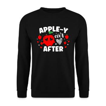 Apple-y Ever After Apple Squad Fruit Apple Eater - Unisex Sweatshirt - black - Front - Alina (178cm) & Michal (187cm)