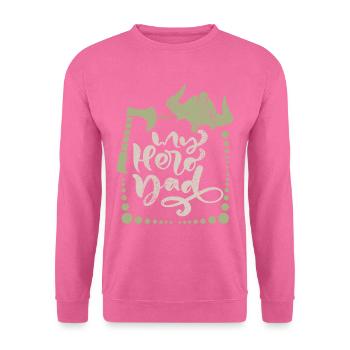 Dicton de la fête des pères vikings avec casque et hache vikings - Sweat-shirt Unisexe - rose - Devant