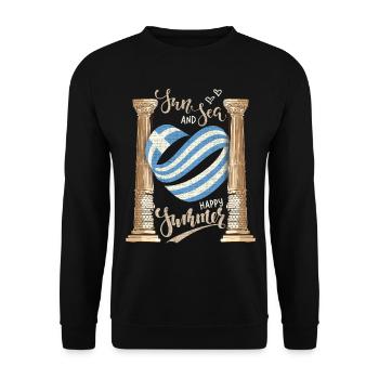 Sun and Sea Greece Holiday Ancient Ruins - Unisex Sweatshirt - black - Front - Alina (178cm) & Michal (187cm)