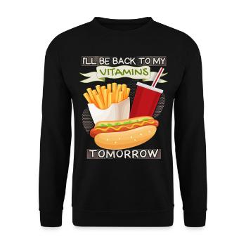 Malbouffe, restauration rapide, hot-dog drôle de dicton - Sweat-shirt Unisexe - noir - Devant - Alina (178cm) & Michal (187cm)