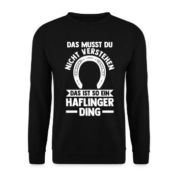Pferd Reitsport Reiten Pferdesport Haflinger - Unisex Pullover - Schwarz - Vorne - Alina (178cm) & Michal (187cm)