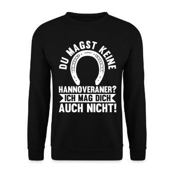 Pferd Reitsport Reiten Pferdesport Hannoveraner - Unisex Pullover - Schwarz - Vorne - Alina (178cm) & Michal (187cm)