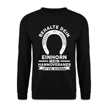 Pferd Reitsport Reiten Pferdesport Hannoveraner - Unisex Pullover - Schwarz - Vorne - Alina (178cm) & Michal (187cm)